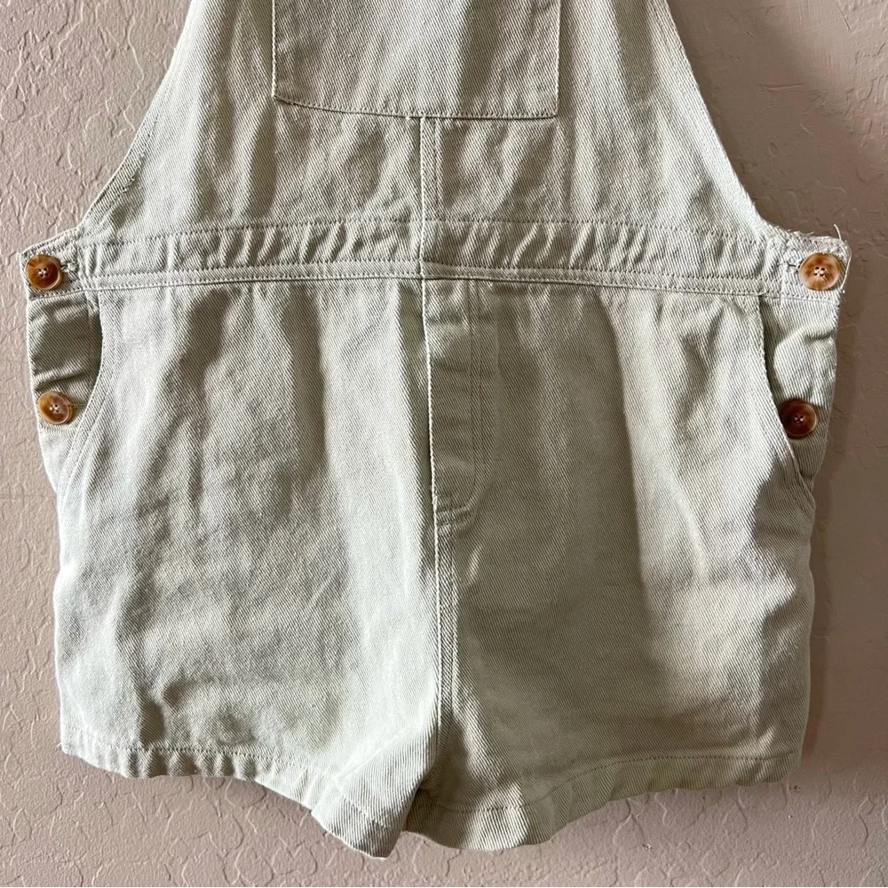 Roolee Mint Green Denim Short Overalls - Picture 3 of 5